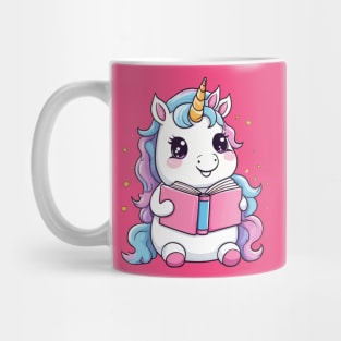 Cute Unicorn Reading Book Mug